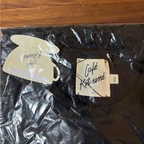Maison Kitsuné Cafe Kitsune CLASSIC T-SHIRT Black Tee Men’s Size XXL - Picture 8 of 11